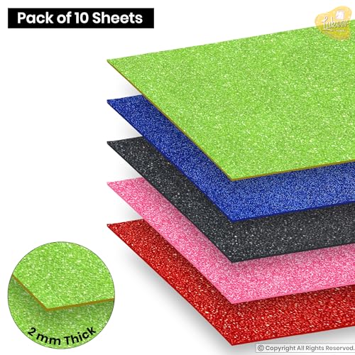 Lakeer Self Adhesive Sticky A4 Size Glitter Sparkles Foam Sheet with Sticky Back Pack of 10 Sheets (10 Colours x 1 Pcs Each) - Image 3