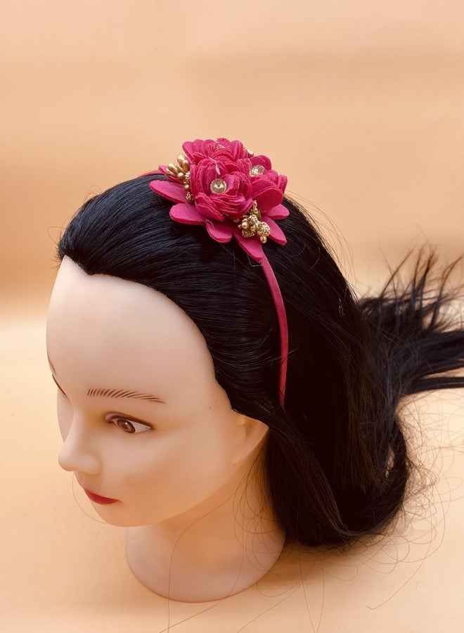 VinshBond Fancy Hair Band Flower Headband For Kids Girls Baby Head Band (Color- Pink) Pack of1 - Image 2