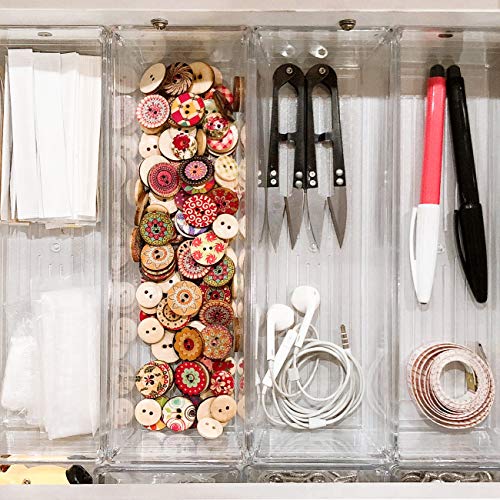 Kingrol 10 Pack 12 x 3 x 2 Inch Clear Drawer Organizer Trays, Desk Drawer Divider Storage Bins, Storage Box Set for Kitchen Bathroom Office Supplies - Image 5