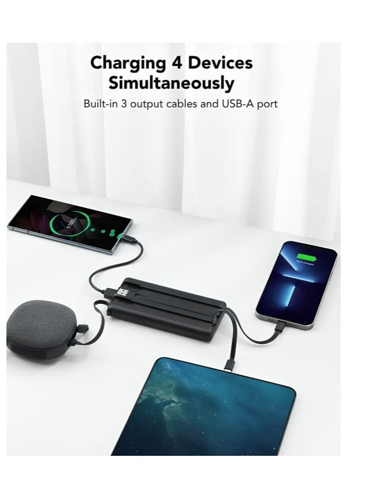 VEGER - Power Bank 20000mAh and Built-in 4 Cables Compatible with all Devices Black - Image 1