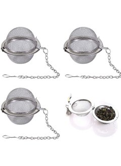 Stainless Steel Tea Ball Mesh Infuser Strainers Premium Filter Interval Diffuser with Extended Chain Hook for Brew Loose Leaf and Spices Seasonings 3 Pcs