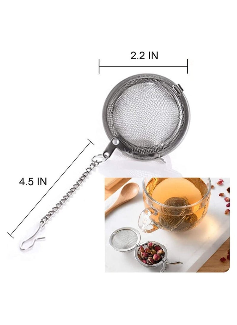 Y&D - Stainless Steel Tea Ball Mesh Infuser Strainers Premium Filter Interval Diffuser with Extended Chain Hook for Brew Loose Leaf and Spices Seasonings 3 Pcs - Image 1