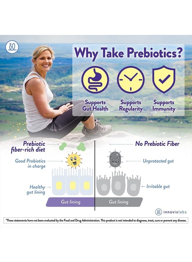 InnovixLabs Prebiotic Fiber Powder - Gut Health and Regularity. Prebiotics for Women. Diverse Fiber Supplement. Soluble and Insoluble Fiber. Vegan/GF. No Sugar. 30-Day Prebiotic Powder Supplement - Image 3