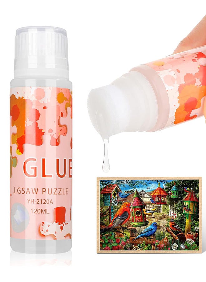 SAM SUGAR Puzzle Glue With Sponge Head, Jigsaw Puzzle Glue For Kids, Puzzle Glue Clear With Applicator, Water-Soluble Special Craft Puzzle Glue, Puzzle Saver For 1000/1500/3000 Pieces Of Puzzle, 120ML  - Image 1