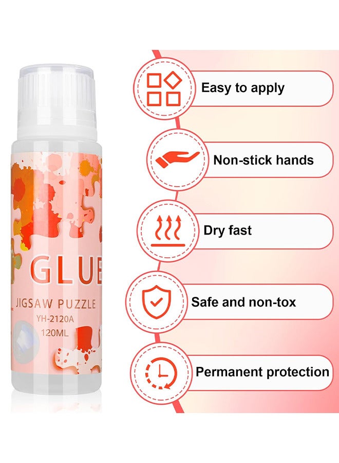 SAM SUGAR Puzzle Glue With Sponge Head, Jigsaw Puzzle Glue For Kids, Puzzle Glue Clear With Applicator, Water-Soluble Special Craft Puzzle Glue, Puzzle Saver For 1000/1500/3000 Pieces Of Puzzle, 120ML  - Image 2