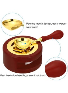 HY Wax Seal Warmer Melting Kit, Wood Wax Seal Furnace with 1 Melting Spoon for Wax Sealing Stamp with Melting Spoon and Wax Seal Stamp for Melting Wax Seal Sticks or Sealing Wax Beads (Brown)  - Image 3