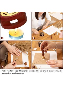 HY Wax Seal Warmer Melting Kit, Wood Wax Seal Furnace with 1 Melting Spoon for Wax Sealing Stamp with Melting Spoon and Wax Seal Stamp for Melting Wax Seal Sticks or Sealing Wax Beads (Brown)  - Image 4
