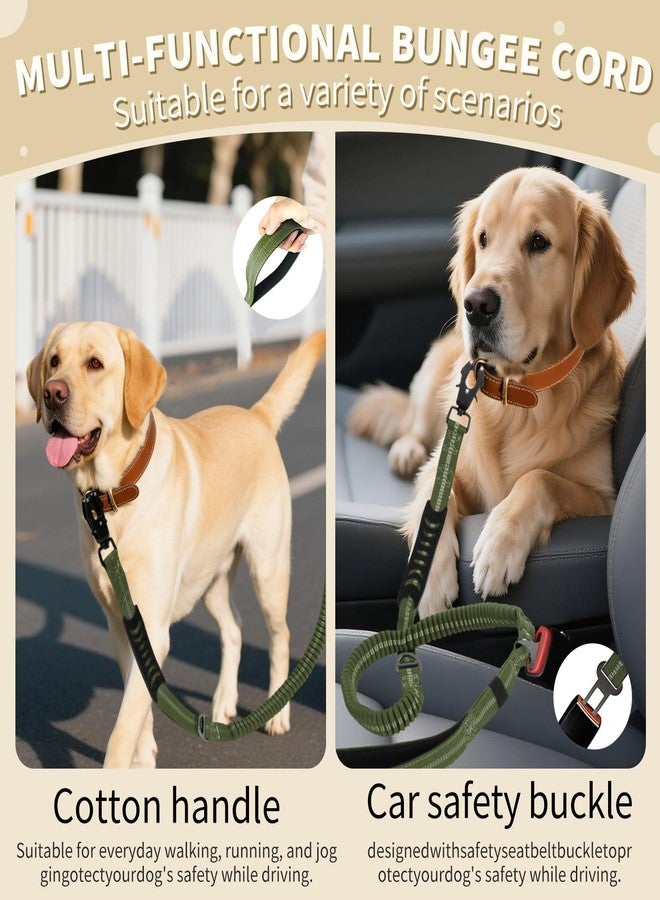 طوق كلاب تكتيكي متين من AIRUIDOG، بطول 4-6 أقدام، ماص للصدمات، مزود بمقبضين مبطنين، مشبك كارابين معدني، حزام أمان السيارة، عاكس للضوء، مناسب للكلاب متوسطة وكبيرة الحجم (أخضر عسكري). - Image 5