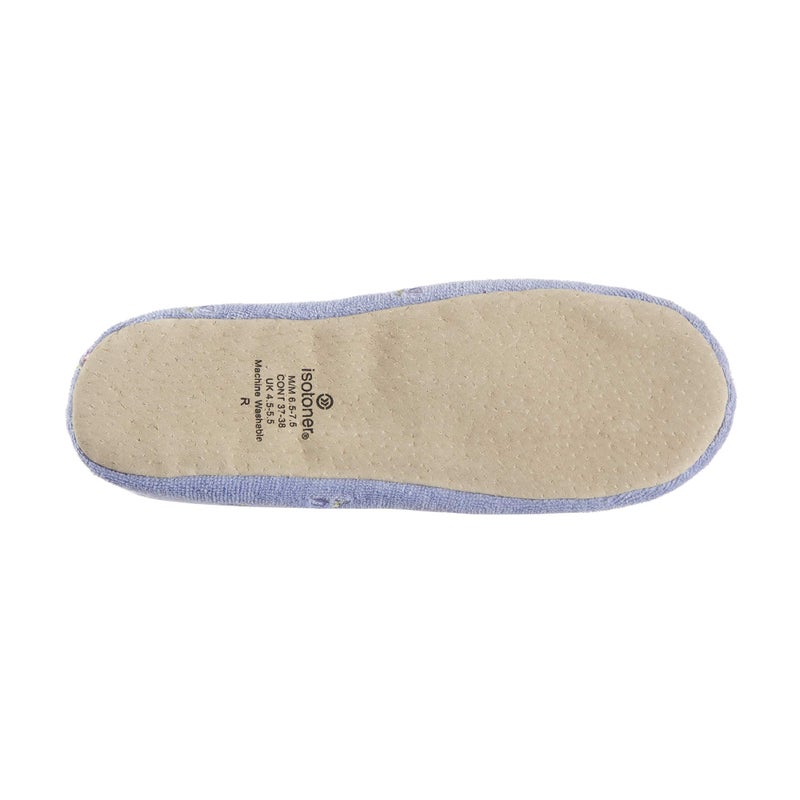 isotoner Women's Ballerina Slippers, Periwinkle Soft Tie Bow, 8-9