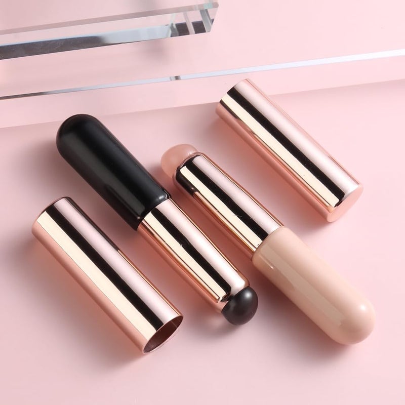 QUEENFINGER Nail Brush - 1pcs Reusable Chrome Powder Applicator, Pink Art Pen Silicone Brushes For Pat Ombre Gel and French Nails, Lipstick, Concealer, Eyeshadow (BLACK) - Image 4
