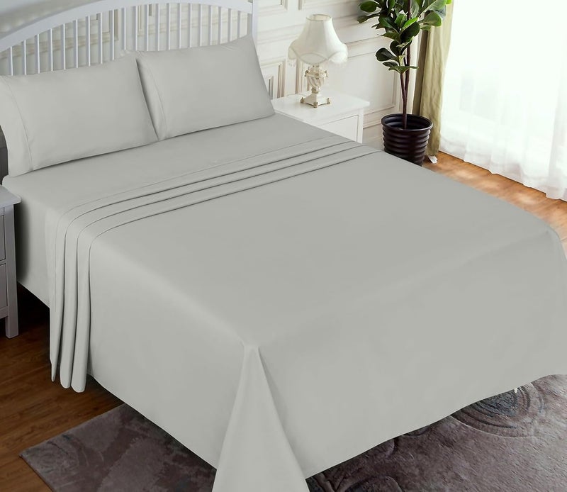 Ruvanti 100% Cotton Twin Sheets Set, 3 Pieces, Soft & Breathable Percale Weave Bedding, Deep Pocket 16", Hotel Standard, Crisp Cool Feel, Durable, Perfect Dyed Bed Sheet, Silver - Image 2