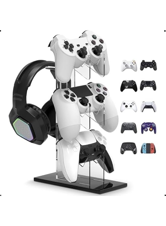 Topleo Controller Stand, Universal 3 Tier Controller Holder and Headset Stand, Controller Stand Gaming Accessories, Controller Holder for PS4, PS5, ONE Switch and Xbox - Image 1