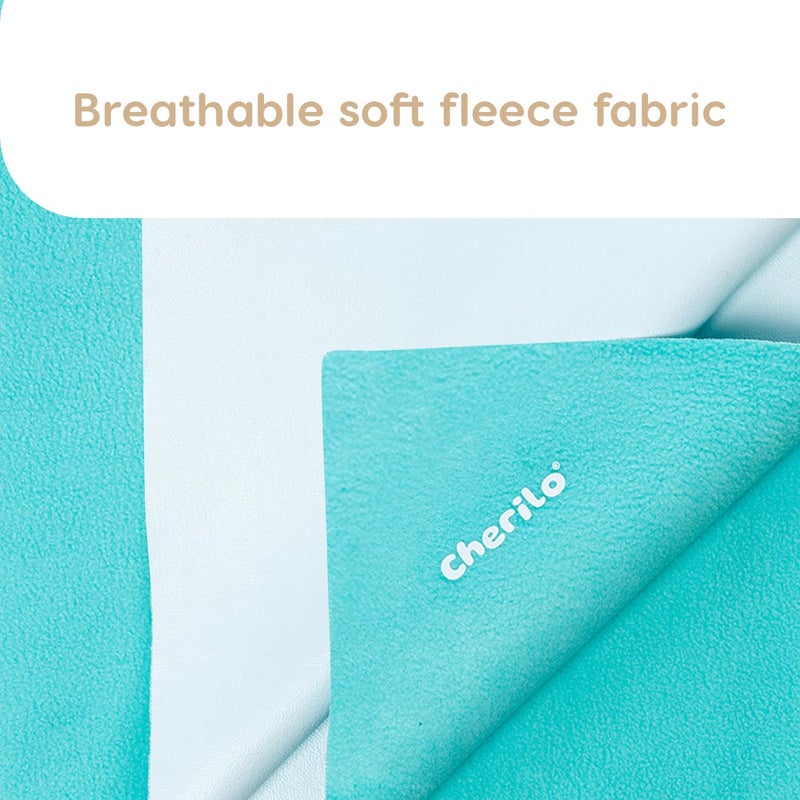Cherilo Waterproof Reusable Baby Dry Sheet Medium Size 70 X 100cm Pack of 3 Sea Green Pista Green Salmon Rose - Image 2