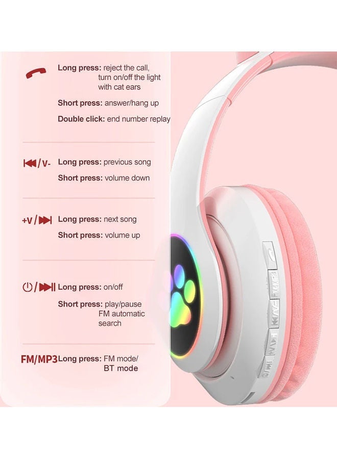 Over Ear Music Glowing Cat Ear Headphones Pink - Image 2