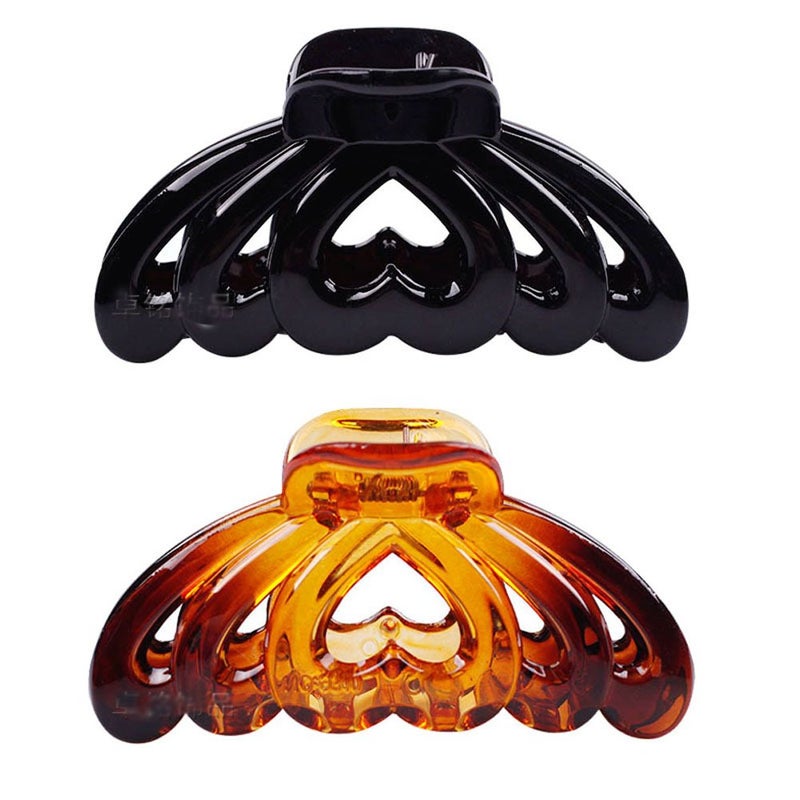 Suoirblss 2PCS Women and Girls Heartshaped Large Chic Styling Hair Claw Clip Crystal Plastic Hair Claw Clips for Thick Hair Women