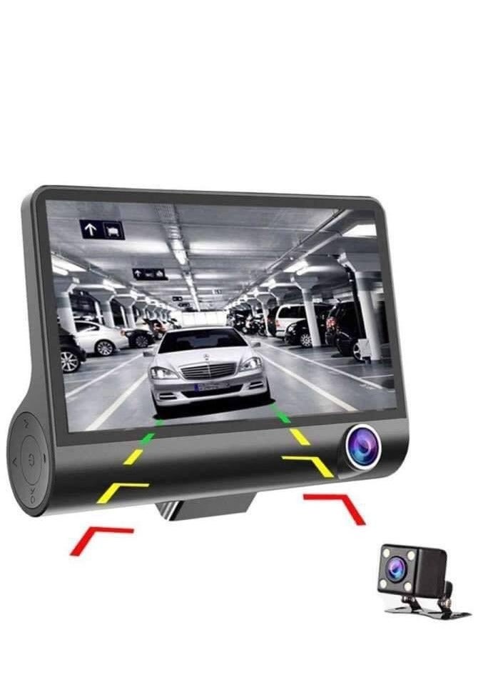 نظام تسجيل فيديو بكاميرا مزدوجة للرؤية الخلفية مع شاشة رقمية 1.5 - شاشة DVR عالية الدقة 1296 بكسل لكاميرا داش تتميز بشاشة مدمجة بمستشعر G ودعم تسجيل الفيديو الحلقي. - Image 1