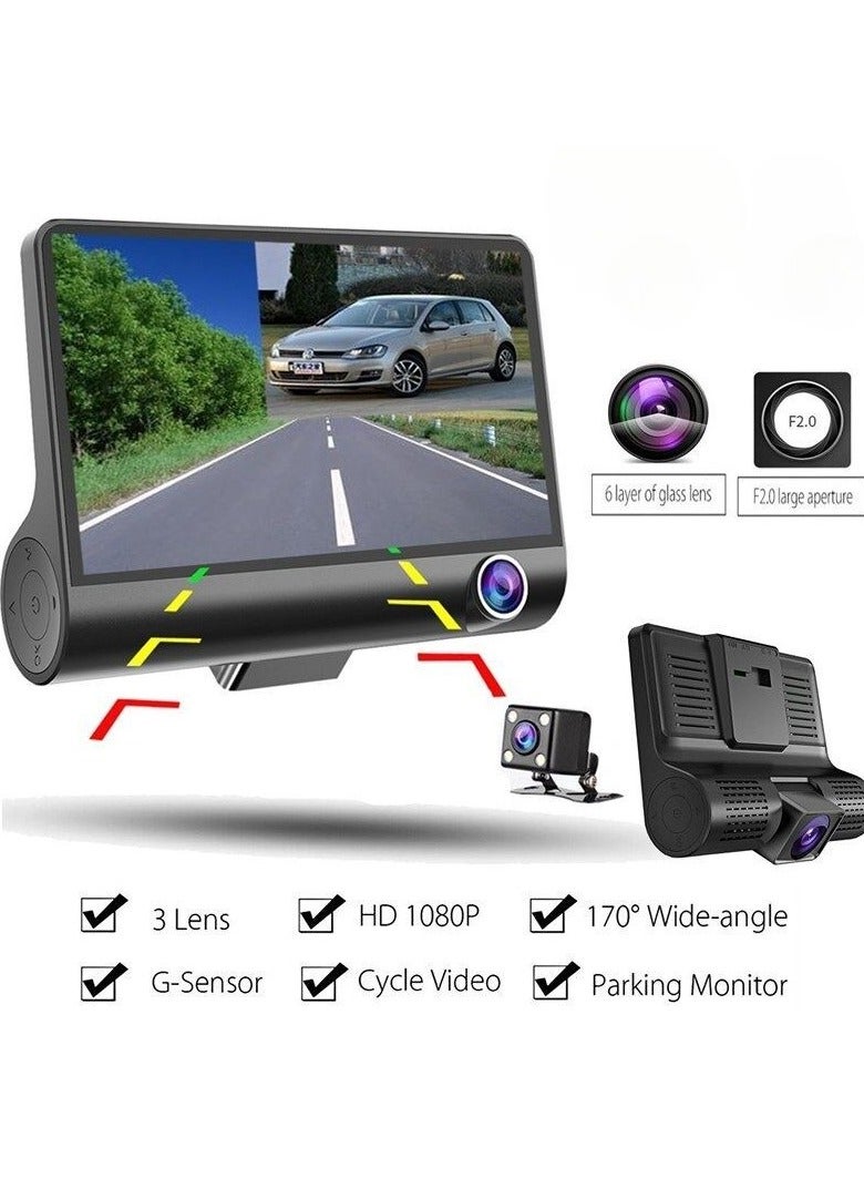 نظام تسجيل فيديو بكاميرا مزدوجة للرؤية الخلفية مع شاشة رقمية 1.5 - شاشة DVR عالية الدقة 1296 بكسل لكاميرا داش تتميز بشاشة مدمجة بمستشعر G ودعم تسجيل الفيديو الحلقي. - Image 2