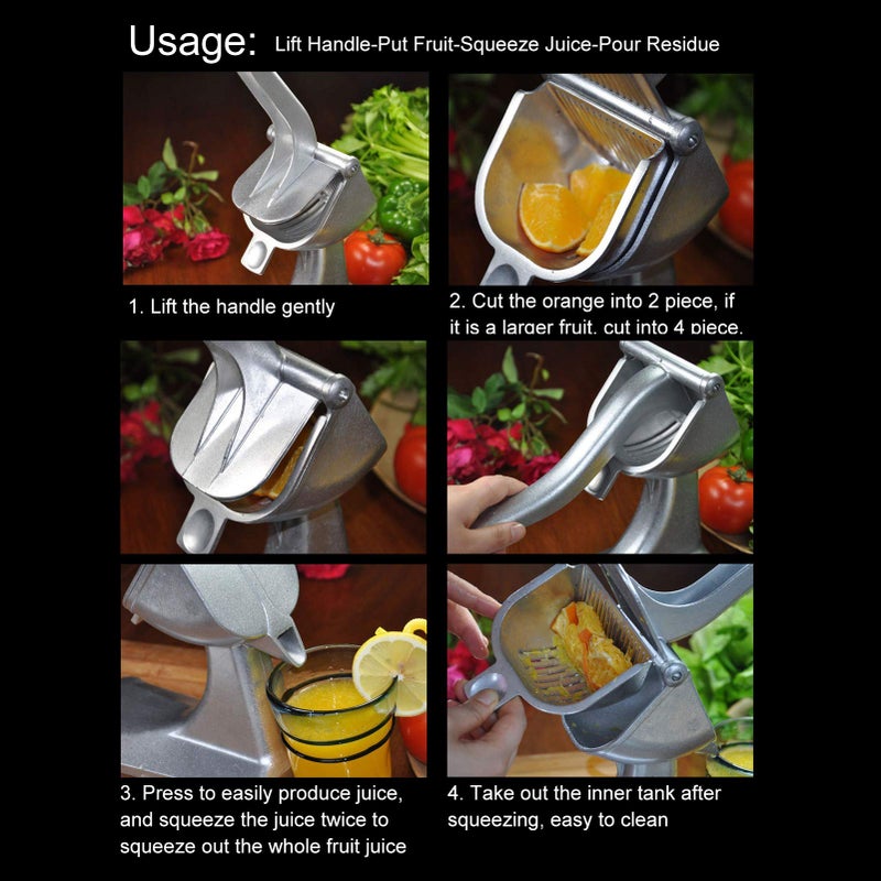 Stainless Steel Manual Citrus Juicer for Lemon Orange Multi Function Fruit Squeezer - Image 4