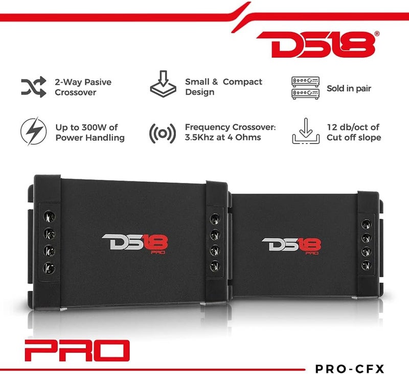 DS18 PRO-CFX 2-Way Car Audio Passive Crossover, Great for Tweeters & Mid-Range Speakers - Power Handling Up to 300 Watts (2 Pack) - Image 2