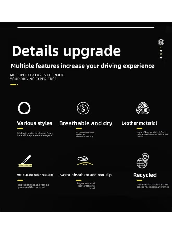 غطاء عجلة قيادة السيارة من الجلد، ناعم ومريح، قابل للتهوية وغير قابل للانزلاق، غطاء حماية مرن عالمي لعجلة القيادة، سيارات رياضية، تعديلات داخلية للسيارة - Image 4
