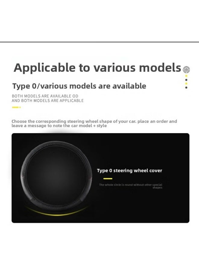 غطاء عجلة قيادة السيارة من الجلد، ناعم ومريح، قابل للتهوية وغير قابل للانزلاق، غطاء حماية مرن عالمي لعجلة القيادة، سيارات رياضية، تعديلات داخلية للسيارة - Image 5