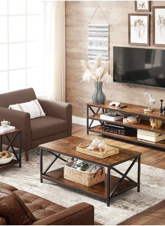 AGD Coffee Table with storage shelf and X-shaped steel frame  - Image 3