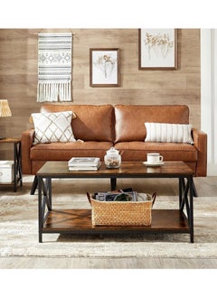 AGD Coffee Table with storage shelf and X-shaped steel frame  - Image 2