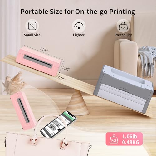Gloryang Bluetooth Thermal Shipping Label Printer, 4X6 Inkless Label Machine for iOS, Android, Laptop, Wireless Printer for Small Business, Compatible with Amazon, UPS, Shopify, Pink - Image 2