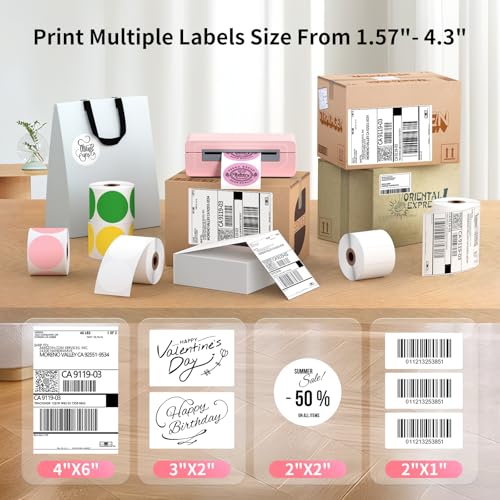 Gloryang Bluetooth Thermal Shipping Label Printer, 4X6 Inkless Label Machine for iOS, Android, Laptop, Wireless Printer for Small Business, Compatible with Amazon, UPS, Shopify, Pink - Image 4