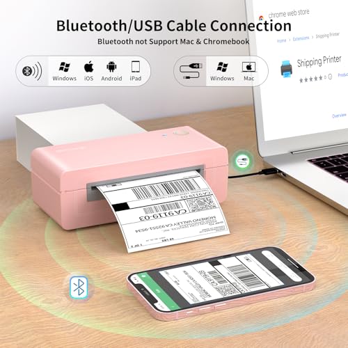 Gloryang Bluetooth Thermal Shipping Label Printer, 4X6 Inkless Label Machine for iOS, Android, Laptop, Wireless Printer for Small Business, Compatible with Amazon, UPS, Shopify, Pink - Image 3