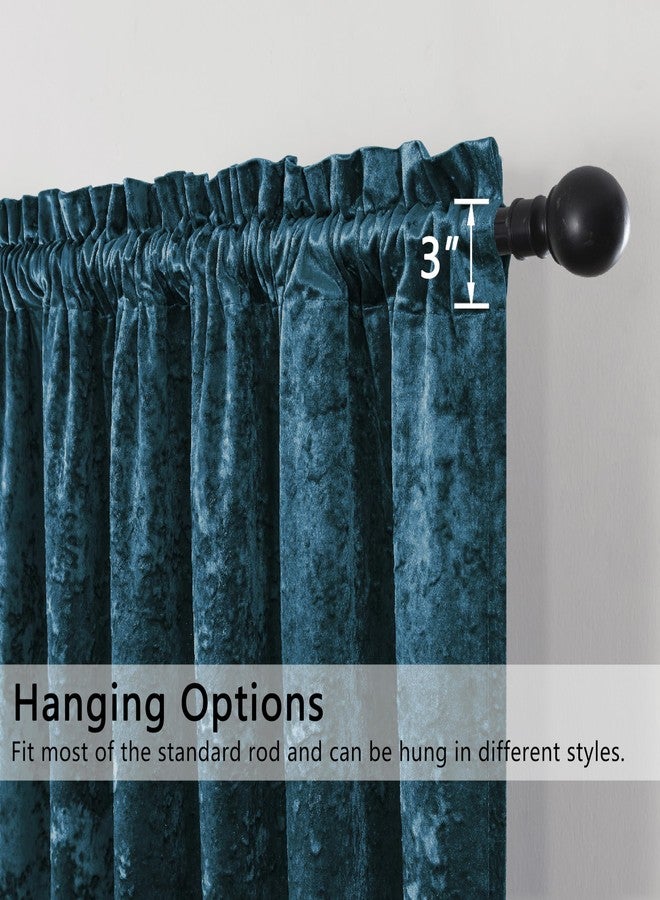 SMILETIME Tranquil Blue Crushed Velvet Curtains 52x84inch Rod Pocket Luxurious Thermal Insulated Soundproof Drapes Soft and Durable Light-Filtering Window Treatments for Living Room Bedroom, 2 Panels - Image 2