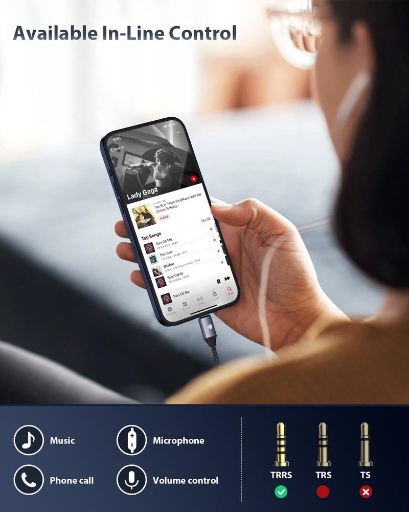 Stouchi محول صوت USB C إلى 3.5 مم (عبوتان) كابل جاك سماعة رأس نوع C شريحة DAC عالية الدقة لجهاز iPhone 17/16/15، Pixel 9/8/7/6، iPad، Samsung Galaxy S25 S24 S23 Ultra - رمادي - Image 3