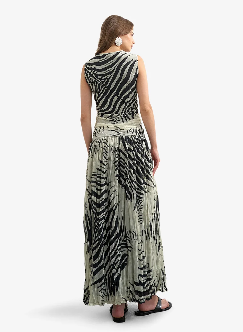 توب شوب Mesh Knitted Zebra Dress