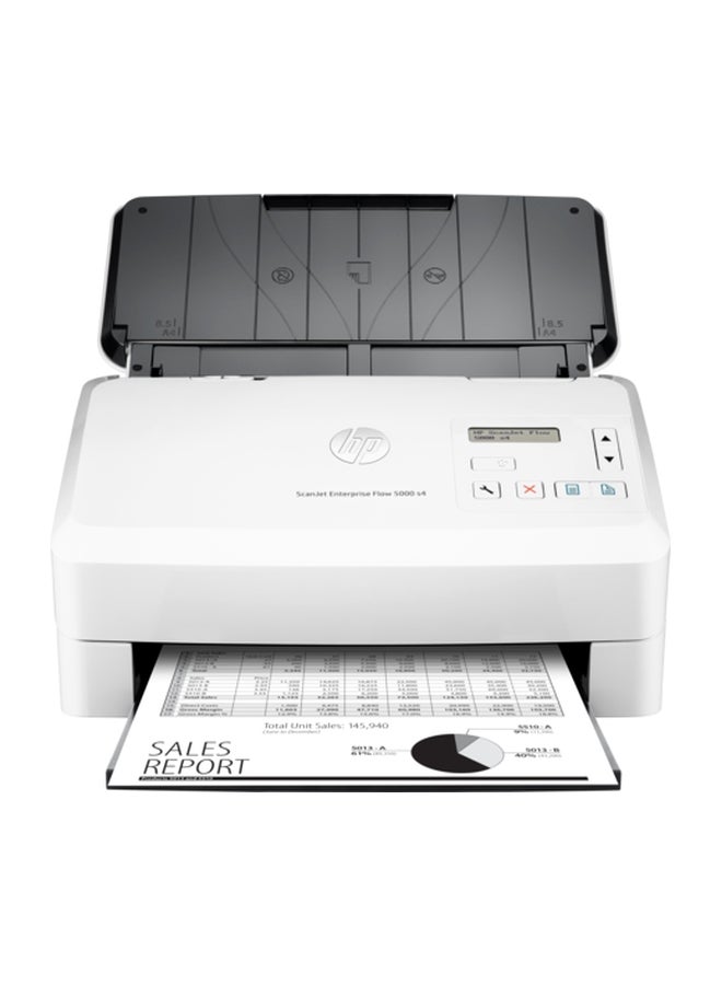 HP ماسح مستندات ضوئي L2755A سكان جت إنتربرايس فلو 5000 S4 بفتحة ورق علوية أبيض - Image 1