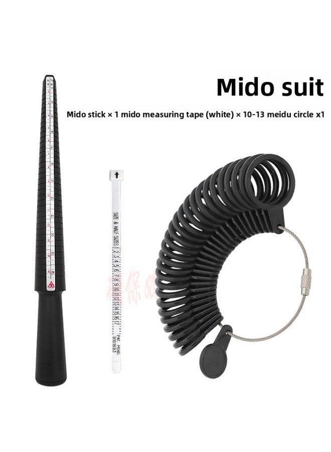 Plastic Ring Measuring Set USUK Rod Ring Ring Finger Circumference Measuring Belt Gauge Standard Three-piece Tool 
