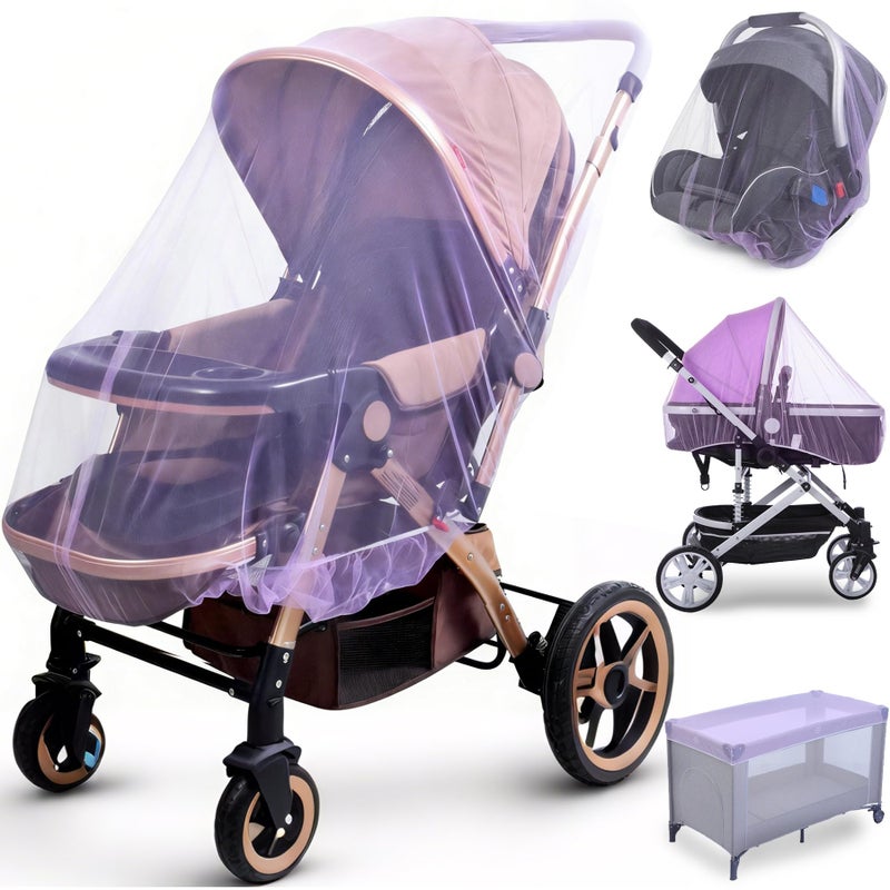 Sysmie Durable Baby Mosquito Net 2 Pack Perfect Bug Net for Strollers Bassinets Cradles Playards Pack N Plays and Portable Mini Crib Purple - Image 3