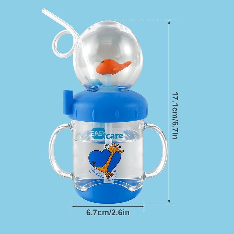 Kidology Plastic Whale Spray Water Cup with Handle - Bpa Free Toddler Cup for Kids Travel Drinking Cups with Straw, Spill-Proof Design, Perfect Tumbler for Kids (Dark Blue), 220 ml - Image 4