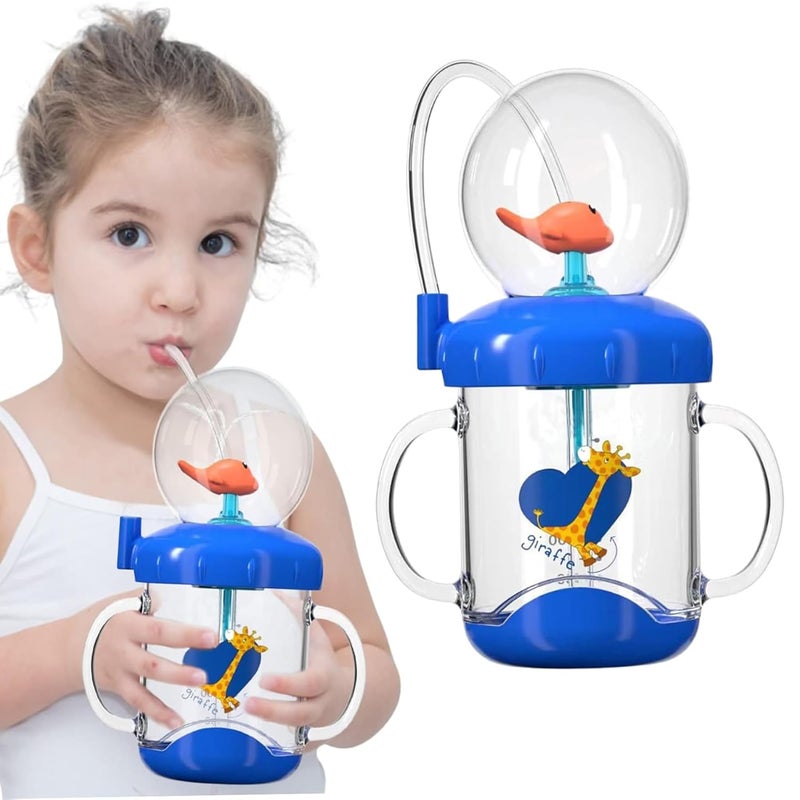 Kidology Plastic Whale Spray Water Cup with Handle - Bpa Free Toddler Cup for Kids Travel Drinking Cups with Straw, Spill-Proof Design, Perfect Tumbler for Kids (Dark Blue), 220 ml - Image 3