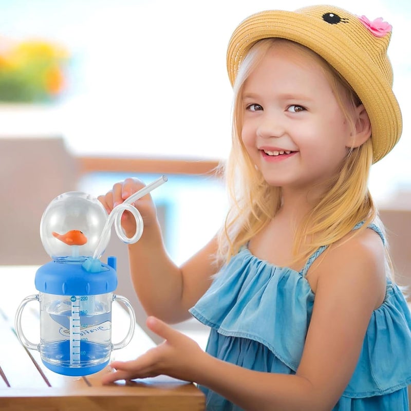 Kidology Plastic Whale Spray Water Cup with Handle - Bpa Free Toddler Cup for Kids Travel Drinking Cups with Straw, Spill-Proof Design, Perfect Tumbler for Kids (Dark Blue), 220 ml - Image 5