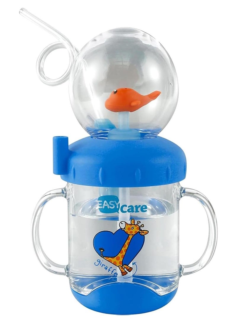 Kidology Plastic Whale Spray Water Cup with Handle - Bpa Free Toddler Cup for Kids Travel Drinking Cups with Straw, Spill-Proof Design, Perfect Tumbler for Kids (Dark Blue), 220 ml - Image 1