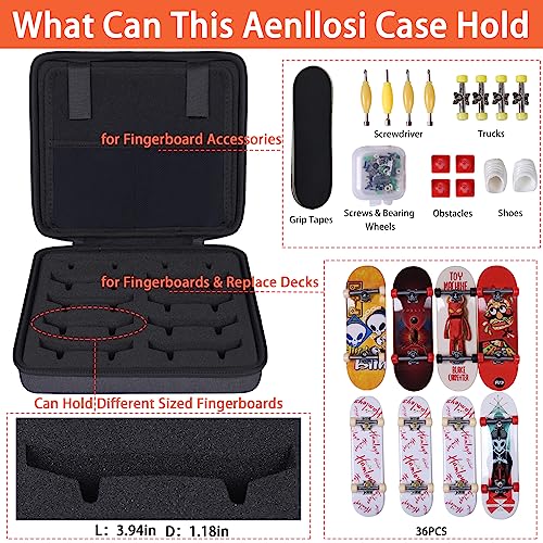 Aenllosi Hard Case for 36PCS Fingerboards,Large Capacity Holder for Mini Finger Skateboards Toy,Compatible with Grip Tapes,Bearing Wheels,Trucks & Decks(Black,Case Only) - Image 5