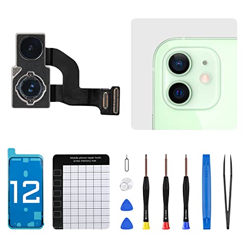 DGSCSMY for iPhone 12 Back Camera Replacement OEM Module 12MP Main Rear Lens Parts with Ultra Wide Lens OIS HDR Photos 4K Video Flex Cable Fix Repair Assembled Tools Kit for A2172 A2402 A2403 A2404 - Image 1
