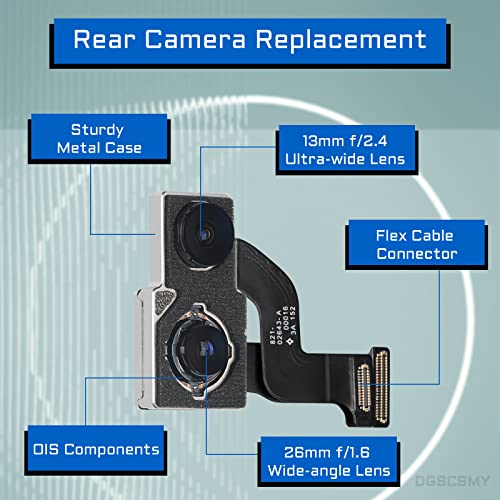DGSCSMY for iPhone 12 Back Camera Replacement OEM Module 12MP Main Rear Lens Parts with Ultra Wide Lens OIS HDR Photos 4K Video Flex Cable Fix Repair Assembled Tools Kit for A2172 A2402 A2403 A2404 - Image 2
