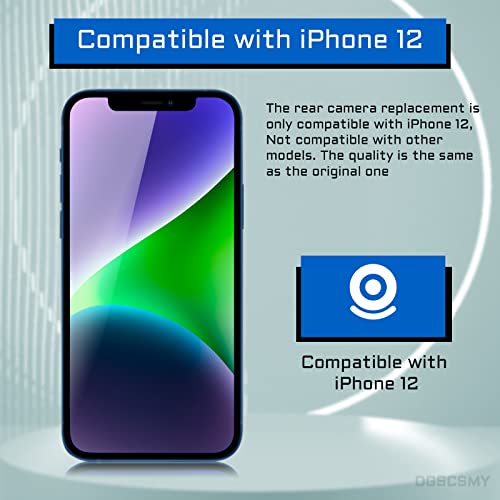 DGSCSMY for iPhone 12 Back Camera Replacement OEM Module 12MP Main Rear Lens Parts with Ultra Wide Lens OIS HDR Photos 4K Video Flex Cable Fix Repair Assembled Tools Kit for A2172 A2402 A2403 A2404 - Image 3