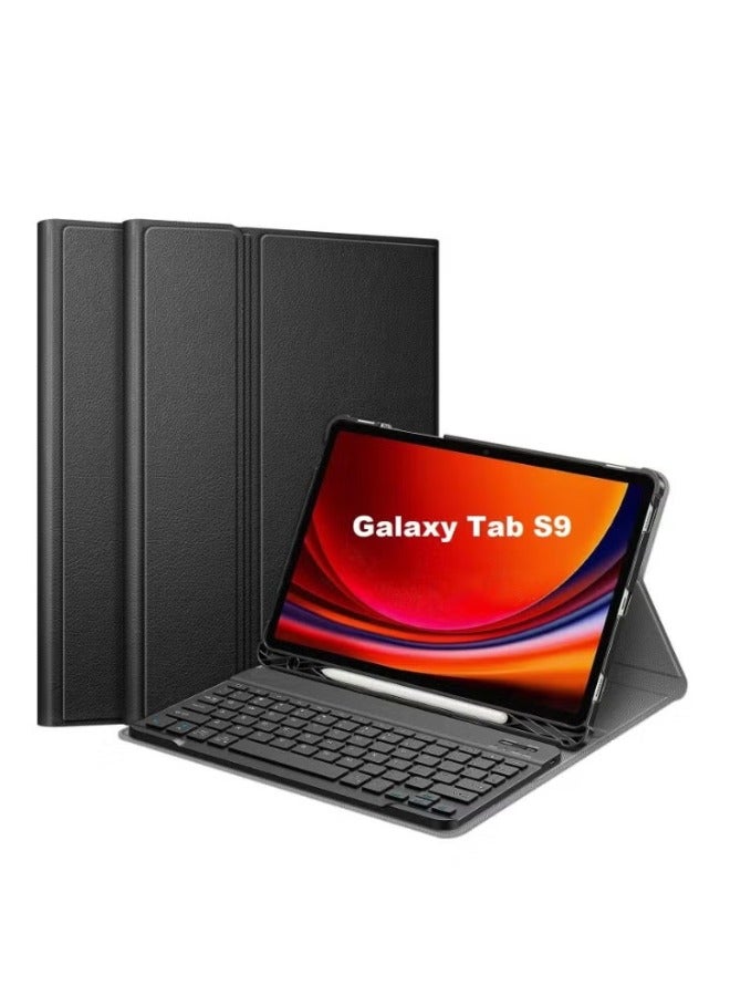 Keyboard Case for Samsung Galaxy Tab S9 2023, Slim Folio Cover Removable Detachable Bluetooth Keyboard with Pencil Holder for S9 SM-X710 / SM-X716B  - Image 1
