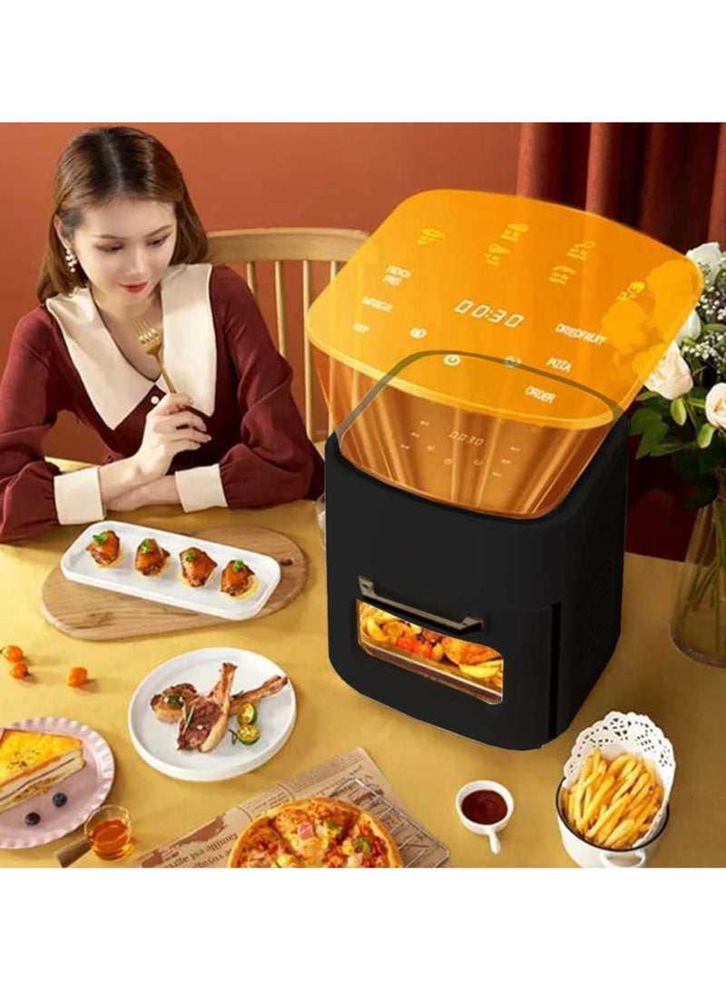 سيلفر كريست فرن قلي هوائي سعة 15 لترًا مع شاشة لمس رقمية LED ونافذة مرئية، خبز كامل بزاوية 360 درجة، إعدادات مسبقة 6 في 1 للخبز والتحميص والتجفيف، سطح طهي غير لاصق، سلة آمنة للاستخدام في غسالة الأطباق، لون أسود - Image 3