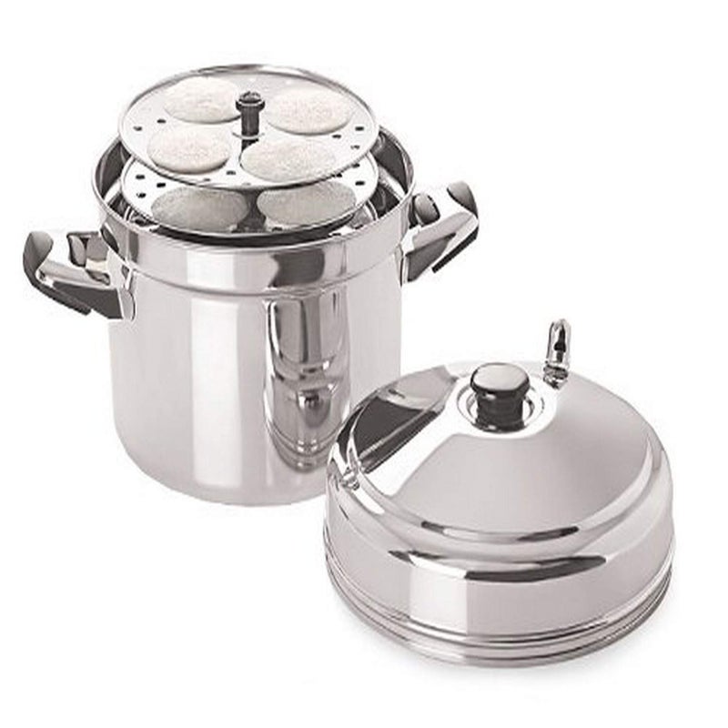 T TABAKH طباخ IC-206 طباخ إيدلي من الفولاذ المقاوم للصدأ بـ 6 رفوف مع مقابض قوية، يصنع 24 إيدلي، فضي، كبير - Image 5