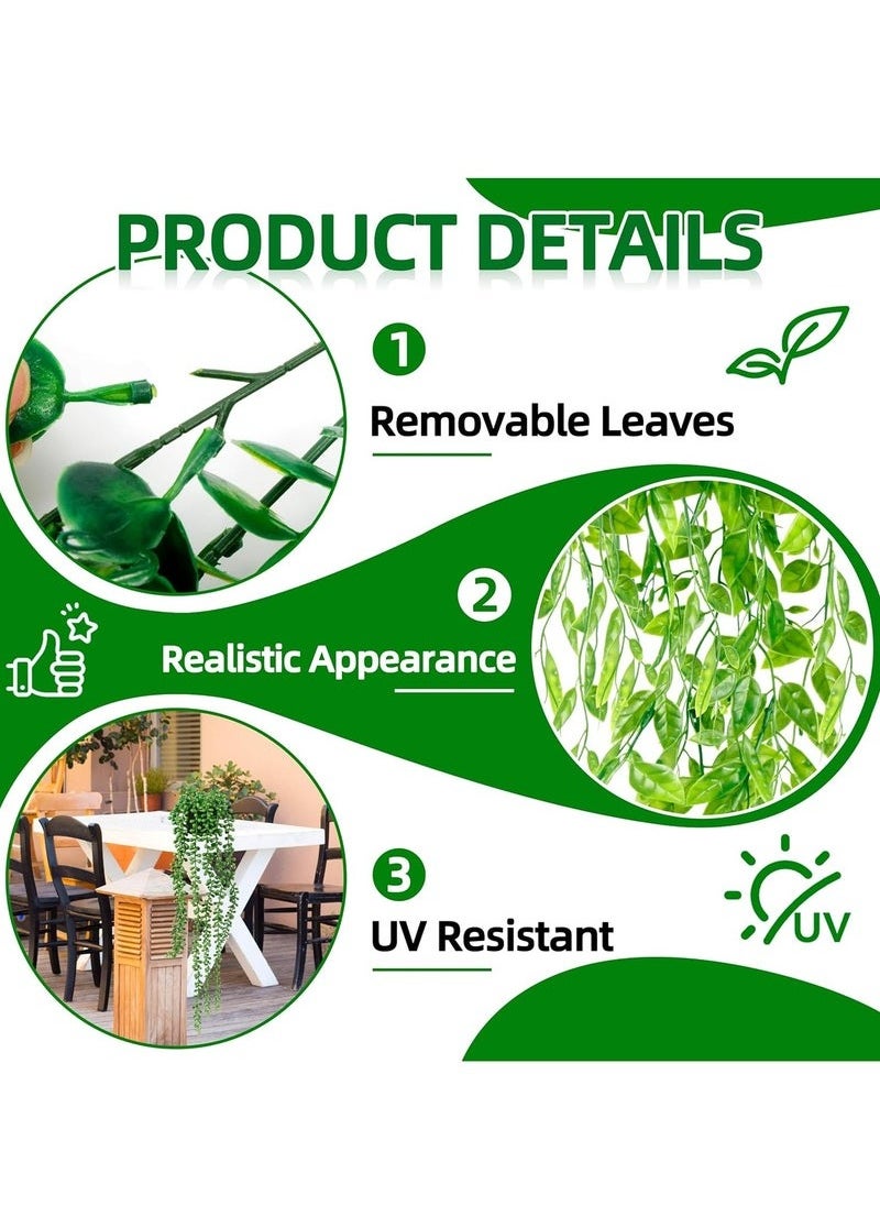 XiuWoo - Artificial Hanging Plants 4 Pack Fake Potted Greenery Faux Eucalyptus Vine, Mandala Vine, String of Pearls,Pea pod Leaves in Pot for Office Living Room Bathroom Indoor Outdoor Décor - Image 1