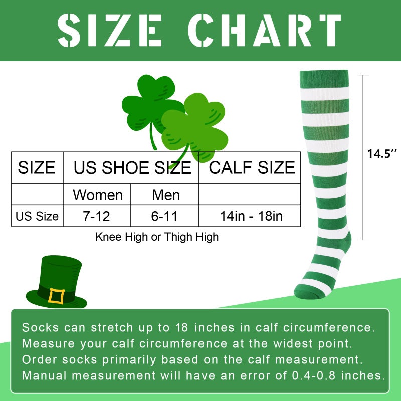 Junely St Patricks Day Compression Socks for Women Striped Knee High Stockings for Christmas Halloween Running Athletic Nurses Pregnant Women Work Support Travel Flight Sports Irish Gifts Green White - Image 5