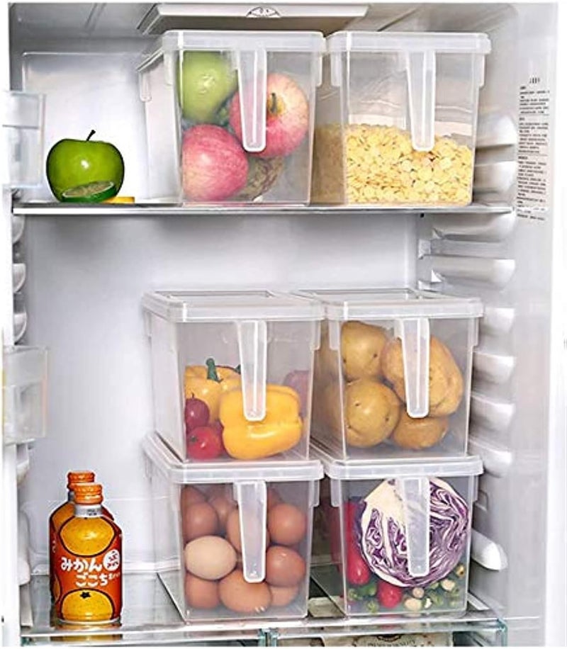Mumoobear Mumoo Bear Food Storage Boxes, Kitchen Storage Boxes with Colored Lids, Fridge Storage, Fruit Storage 3 Pcs 5.8 L, Large Plastic Kitchen Refrigerator Storage Boxes With Lids, Transparent - Image 1